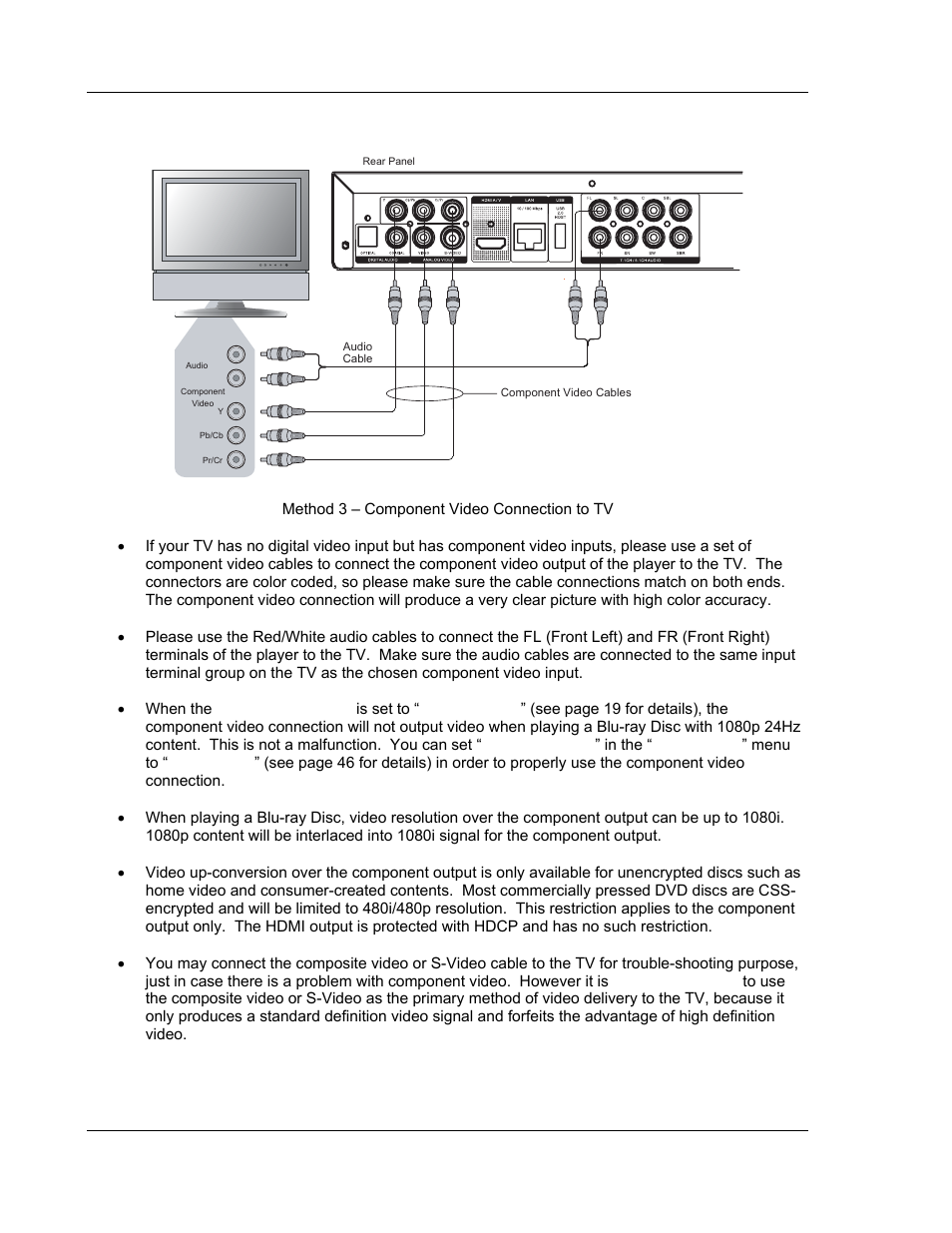 Component video connection | OPPO Digital BDP-80 User Manual | Page 18 / 76