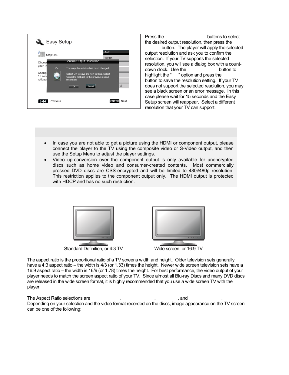 Determine the display aspect ratio, Easy setup | OPPO Digital BDP-80 User Manual | Page 26 / 76