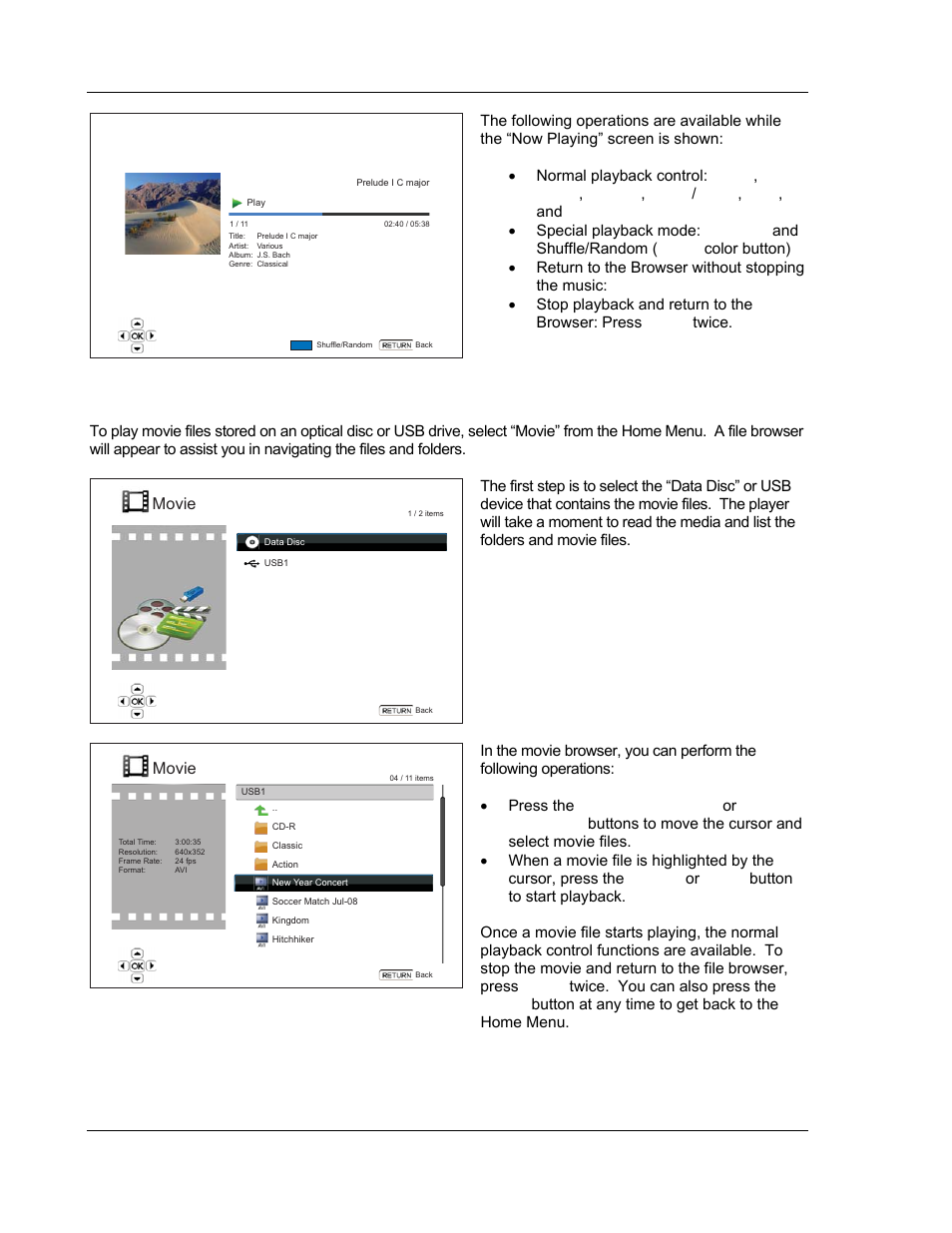 Playing movie files, Movie | OPPO Digital BDP-80 User Manual | Page 46 / 76