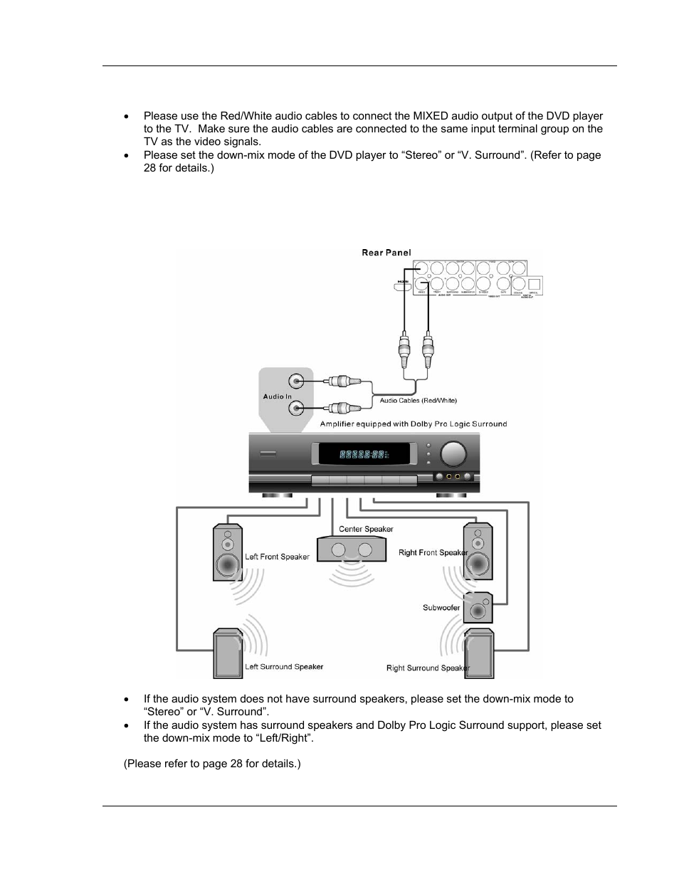 Audio connection, Connection to an audio system, Connection to a stereo or surround audio system | OPPO Digital OPPO DV-970HD User Manual | Page 13 / 42