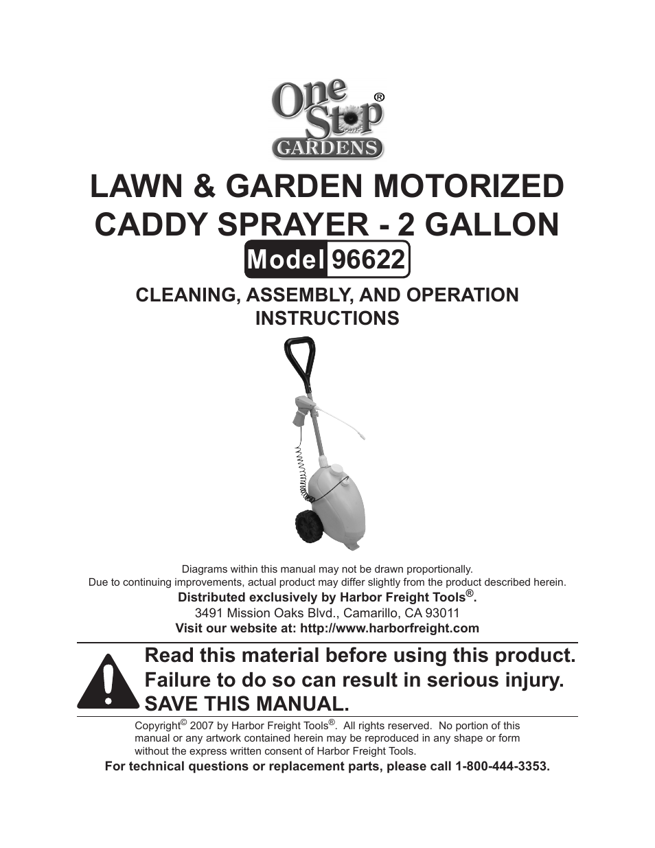 One Stop Gardens CADDY SPRAYER 96622 User Manual | 10 pages