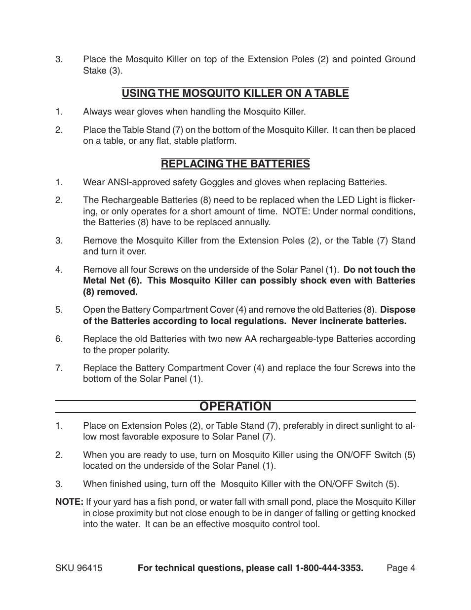 Operation | One Stop Gardens 96415 User Manual | Page 4 / 6