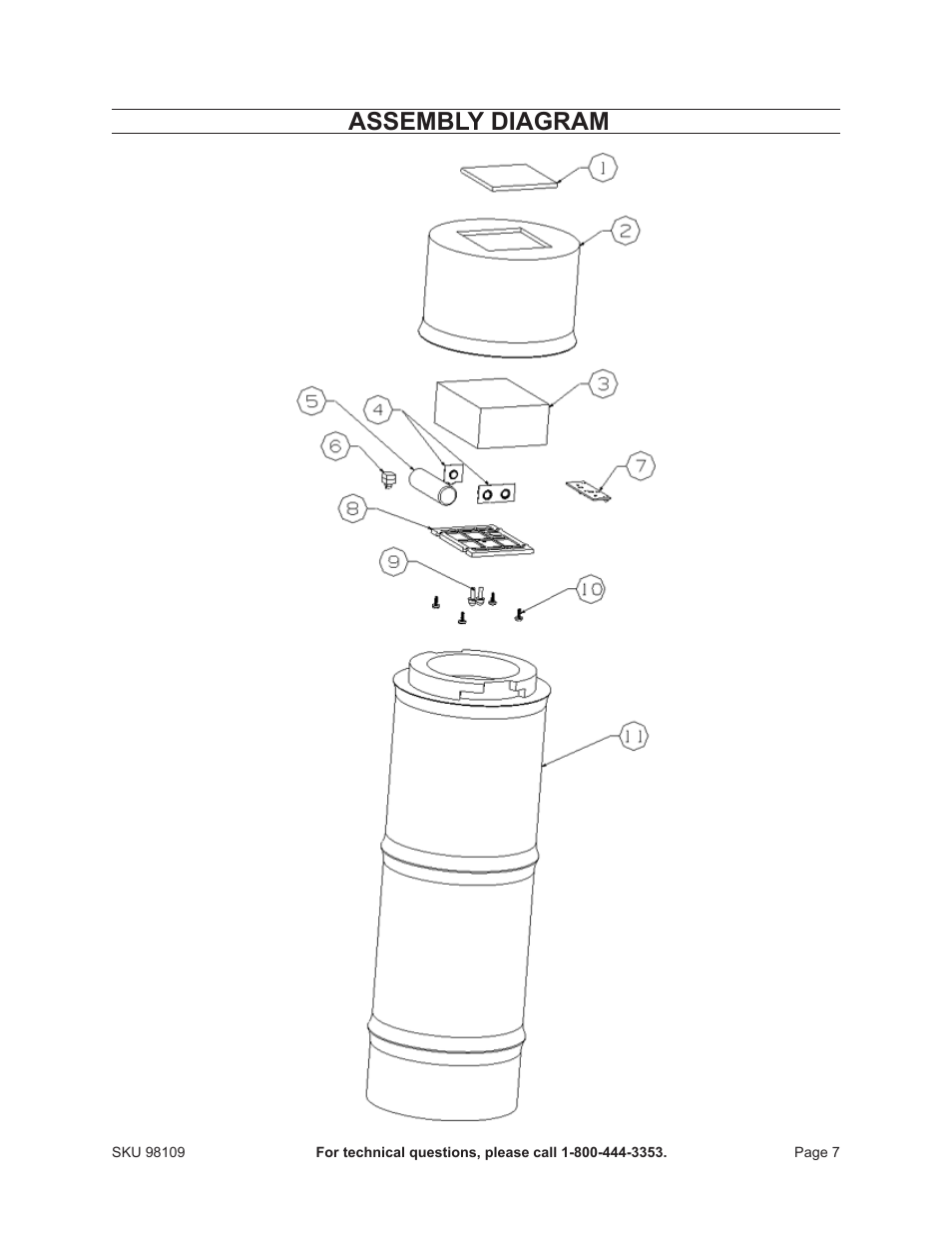 Assembly diagram | One Stop Gardens 98109 User Manual | Page 7 / 7