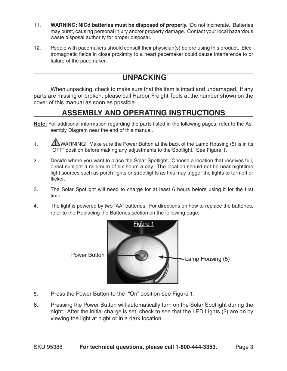 Unpacking, Assembly and operating instructions | One Stop Gardens 95388 User Manual | Page 3 / 6