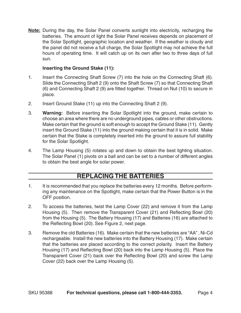 Replacing the batteries | One Stop Gardens 95388 User Manual | Page 4 / 6