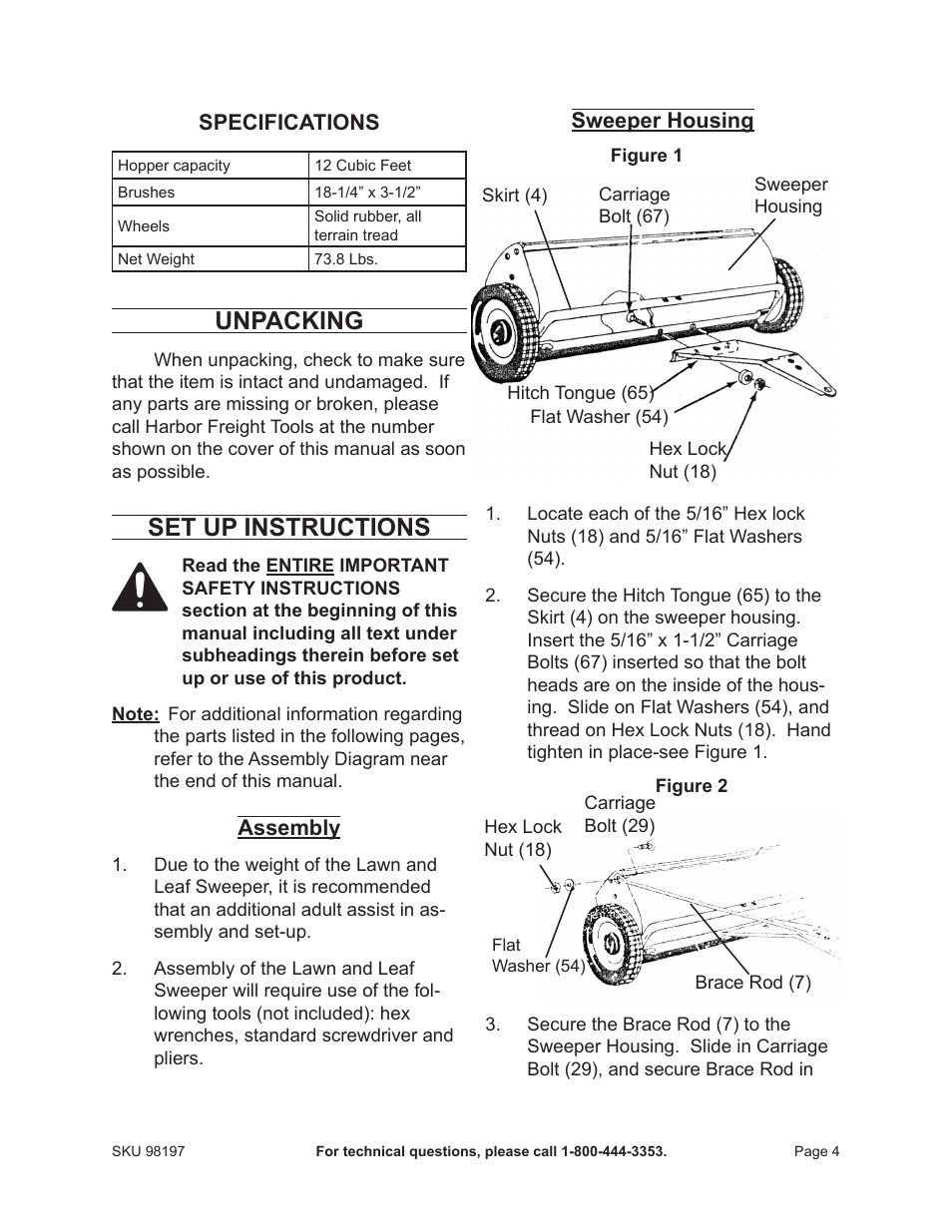 Unpacking, Set up instructions | One Stop Gardens 98197 User Manual | Page 4 / 14