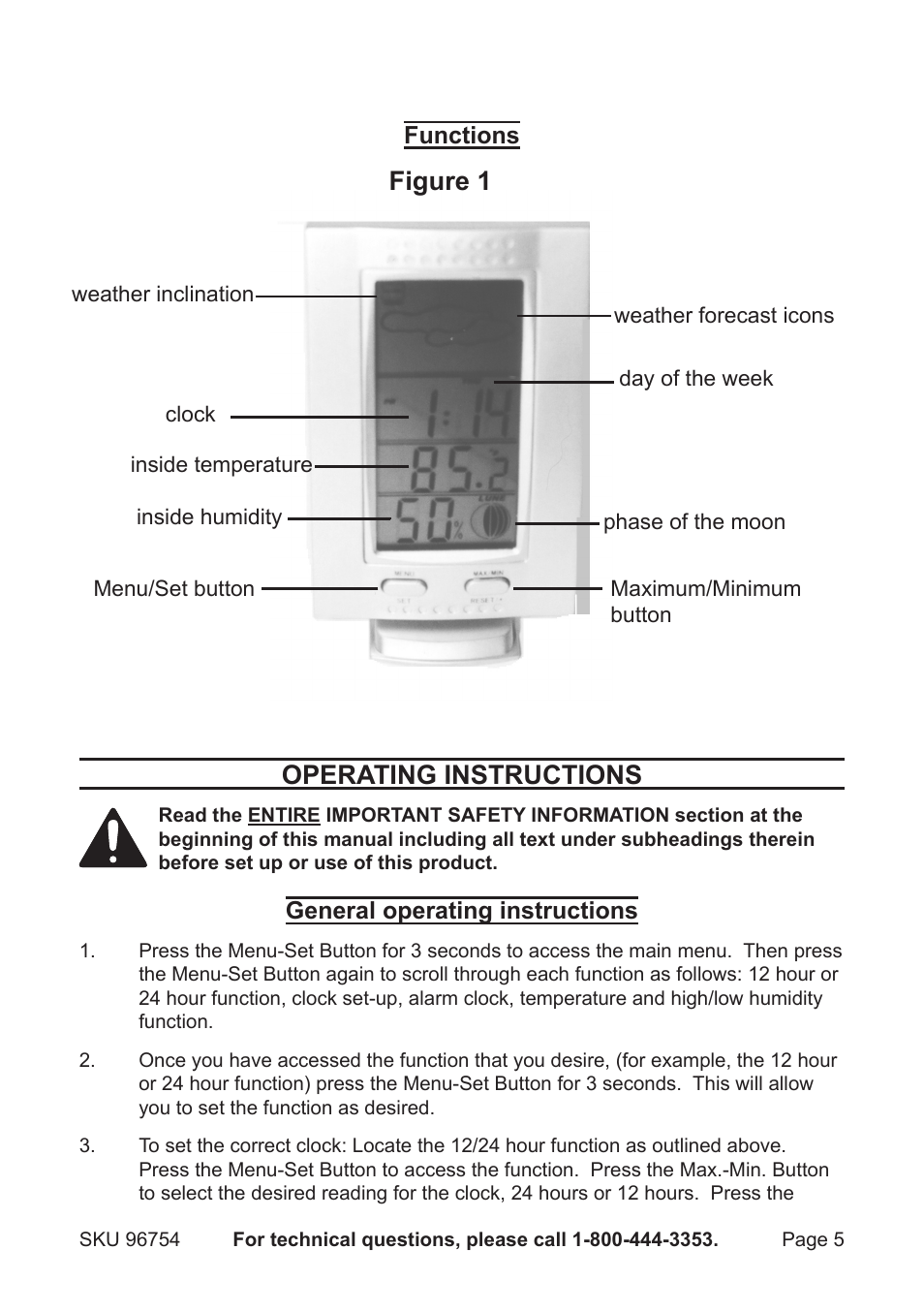 Figure 1 operating instructions | One Stop Gardens 96754 User Manual | Page 5 / 8