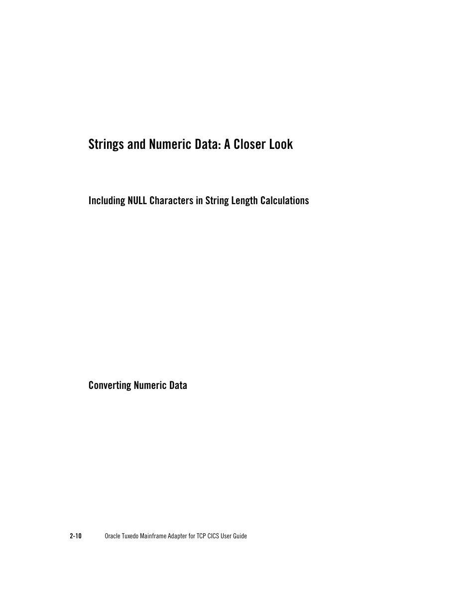 Strings and numeric data: a closer look, Converting numeric data | Oracle Audio Technologies Oracle Tuxedo User Manual | Page 28 / 112