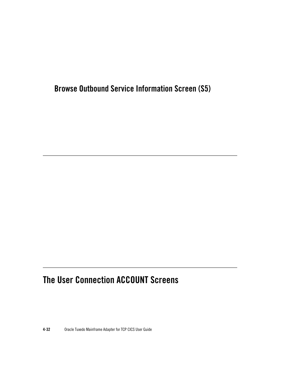 The user connection account screens, Browse outbound service information screen (s5) | Oracle Audio Technologies Oracle Tuxedo User Manual | Page 66 / 112