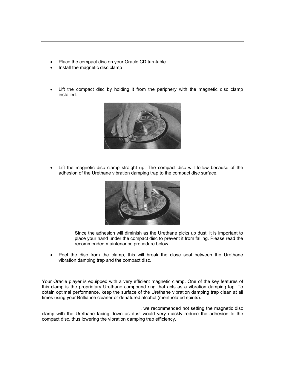 The magnetic disc clamp | Oracle Audio Technologies CD 2000 User Manual | Page 12 / 21