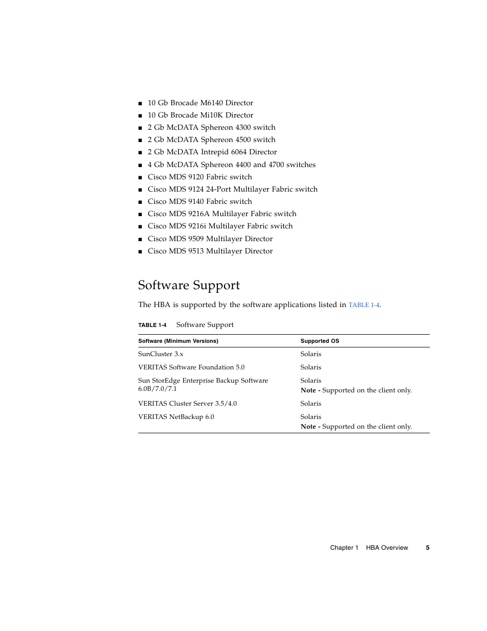 Software support | Oracle Audio Technologies Sun StorageTek ATCA 4Gb FC Dual Port HBA SG-XPCIE2FC-ATCA-Z User Manual | Page 11 / 48