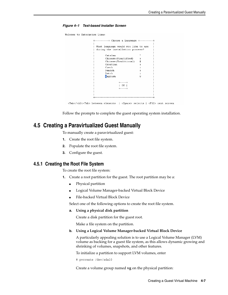 5 creating a paravirtualized guest manually, 1 creating the root file system, Creating a paravirtualized guest manually | Oracle Audio Technologies E10898-02 User Manual | Page 31 / 112