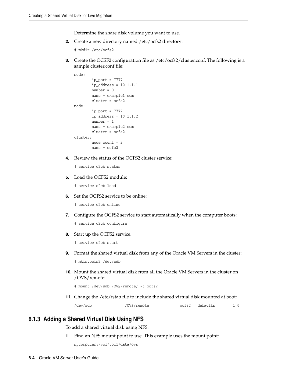 3 adding a shared virtual disk using nfs | Oracle Audio Technologies E10898-02 User Manual | Page 48 / 112