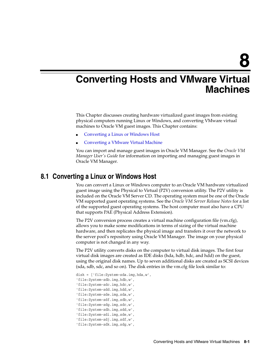 8 converting hosts and vmware virtual machines, 1 converting a linux or windows host, Converting hosts and vmware virtual machines | Chapter 8, "converting hosts and vmware virtual, Machines | Oracle Audio Technologies E10898-02 User Manual | Page 55 / 112