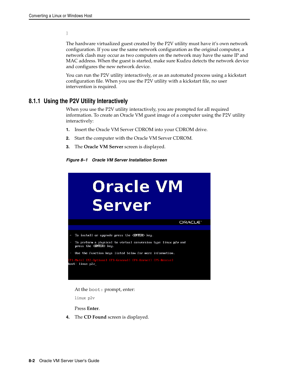 1 using the p2v utility interactively | Oracle Audio Technologies E10898-02 User Manual | Page 56 / 112