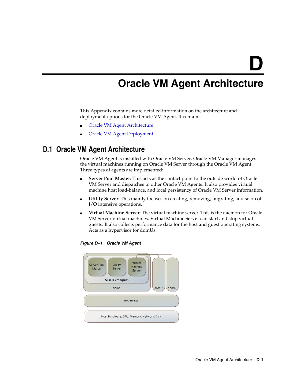 D oracle vm agent architecture, D.1 oracle vm agent architecture, Oracle vm agent architecture | Oracle, Appendix d, "oracle vm agent architecture | Oracle Audio Technologies E10898-02 User Manual | Page 93 / 112