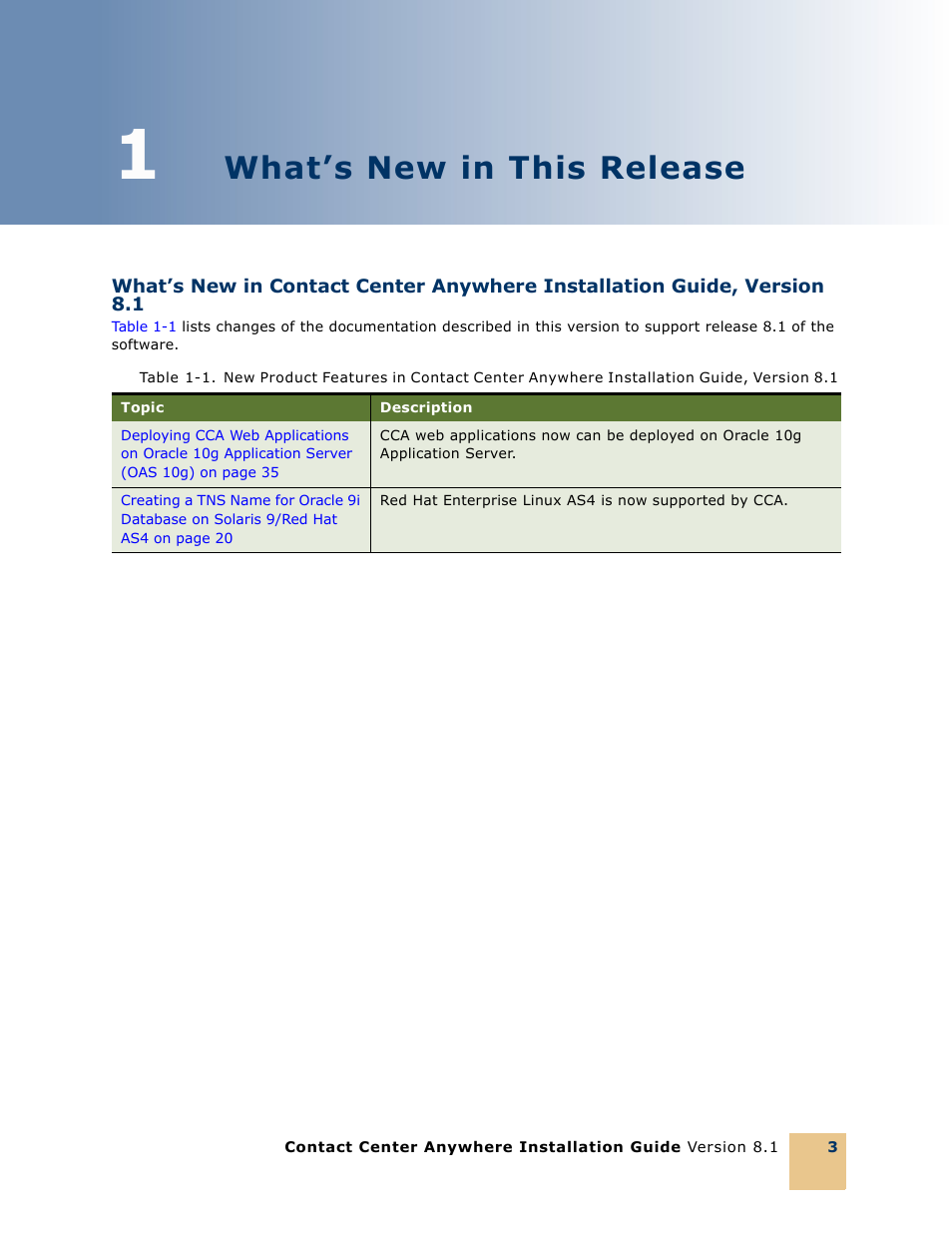 1 what’s new in this release, Chapter 1: what’s new in this release, What’s new in this release | Oracle Audio Technologies 8.1 User Manual | Page 5 / 54