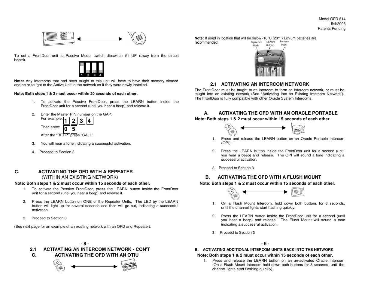 Oracle Audio Technologies FRONTDOOR OFD-614 User Manual | Page 5 / 12