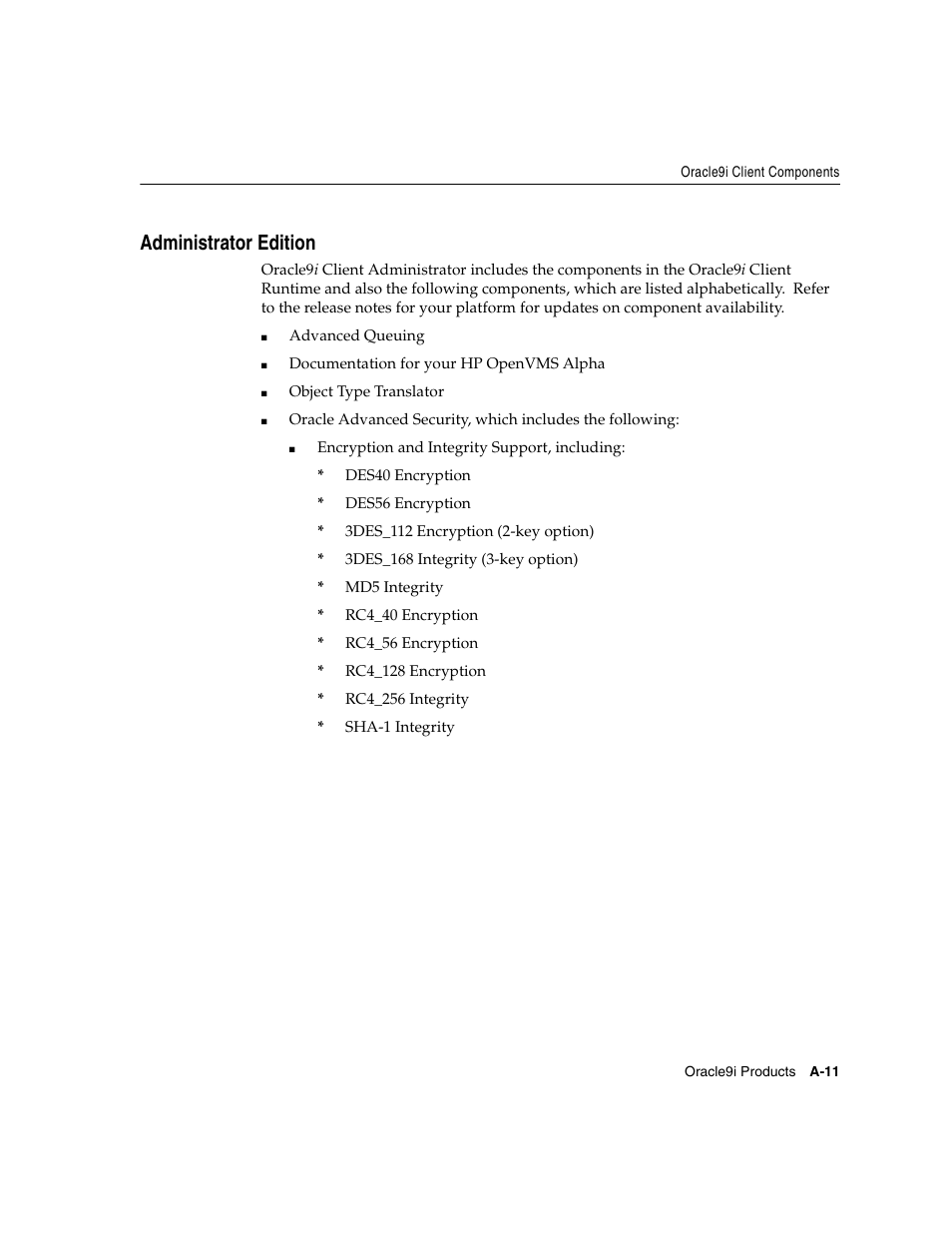 Administrator edition | Oracle Audio Technologies ORACLE9I B10508-01 User Manual | Page 117 / 186