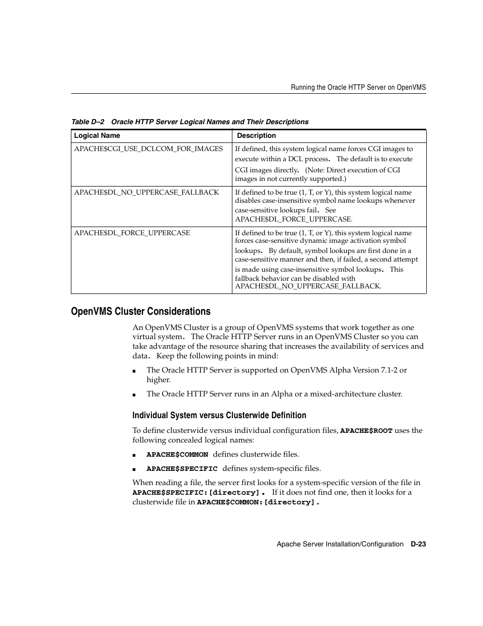 Openvms cluster considerations, Individual system versus clusterwide definition | Oracle Audio Technologies ORACLE9I B10508-01 User Manual | Page 169 / 186