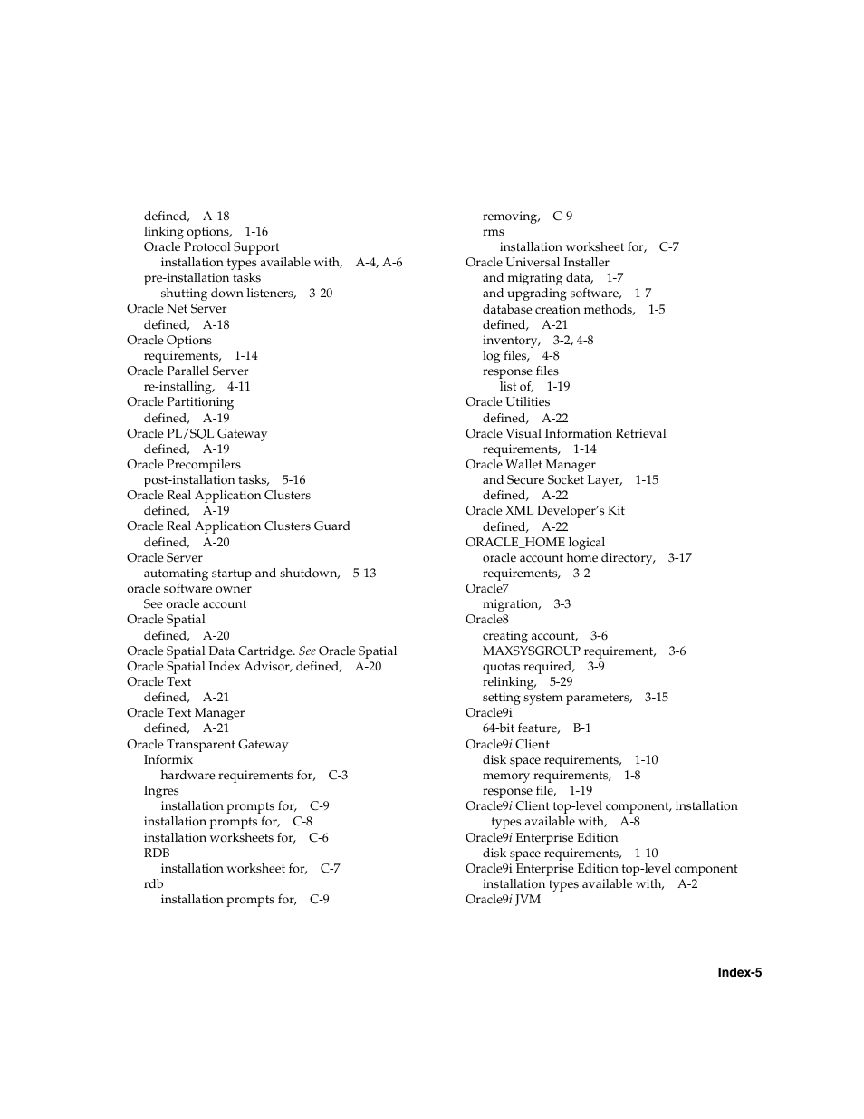 Oracle Audio Technologies ORACLE9I B10508-01 User Manual | Page 181 / 186