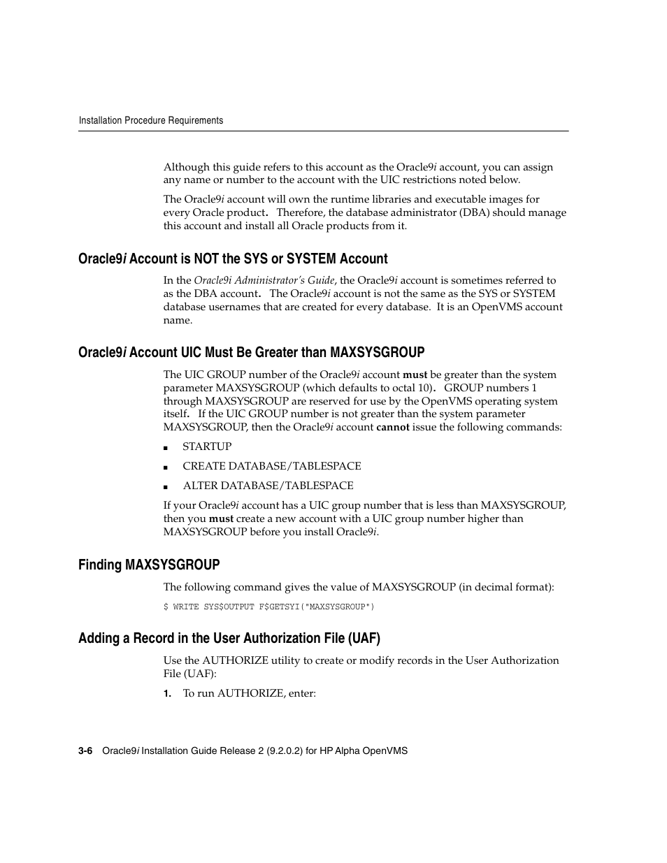 Oracle9i account is not the sys or system account, Finding maxsysgroup, Oracle9 i | Oracle9 i account is not the sys or system account | Oracle Audio Technologies ORACLE9I B10508-01 User Manual | Page 50 / 186