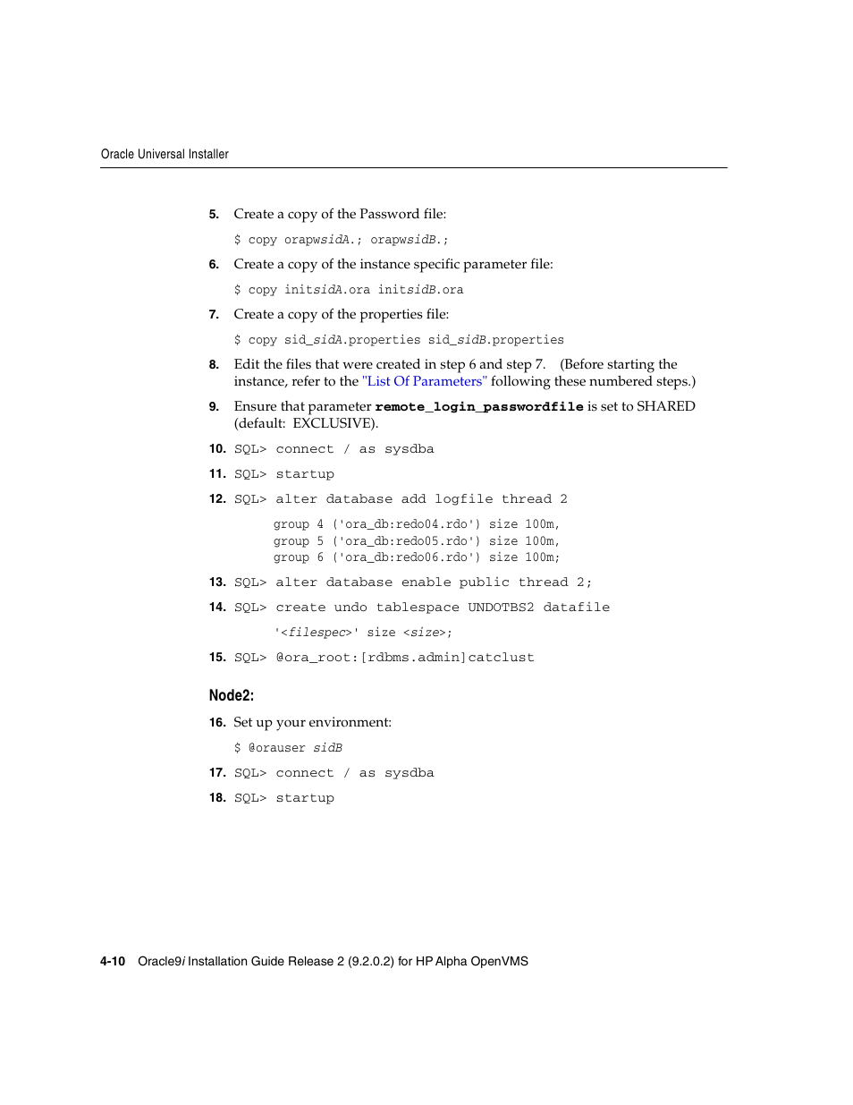 Node2 | Oracle Audio Technologies ORACLE9I B10508-01 User Manual | Page 74 / 186