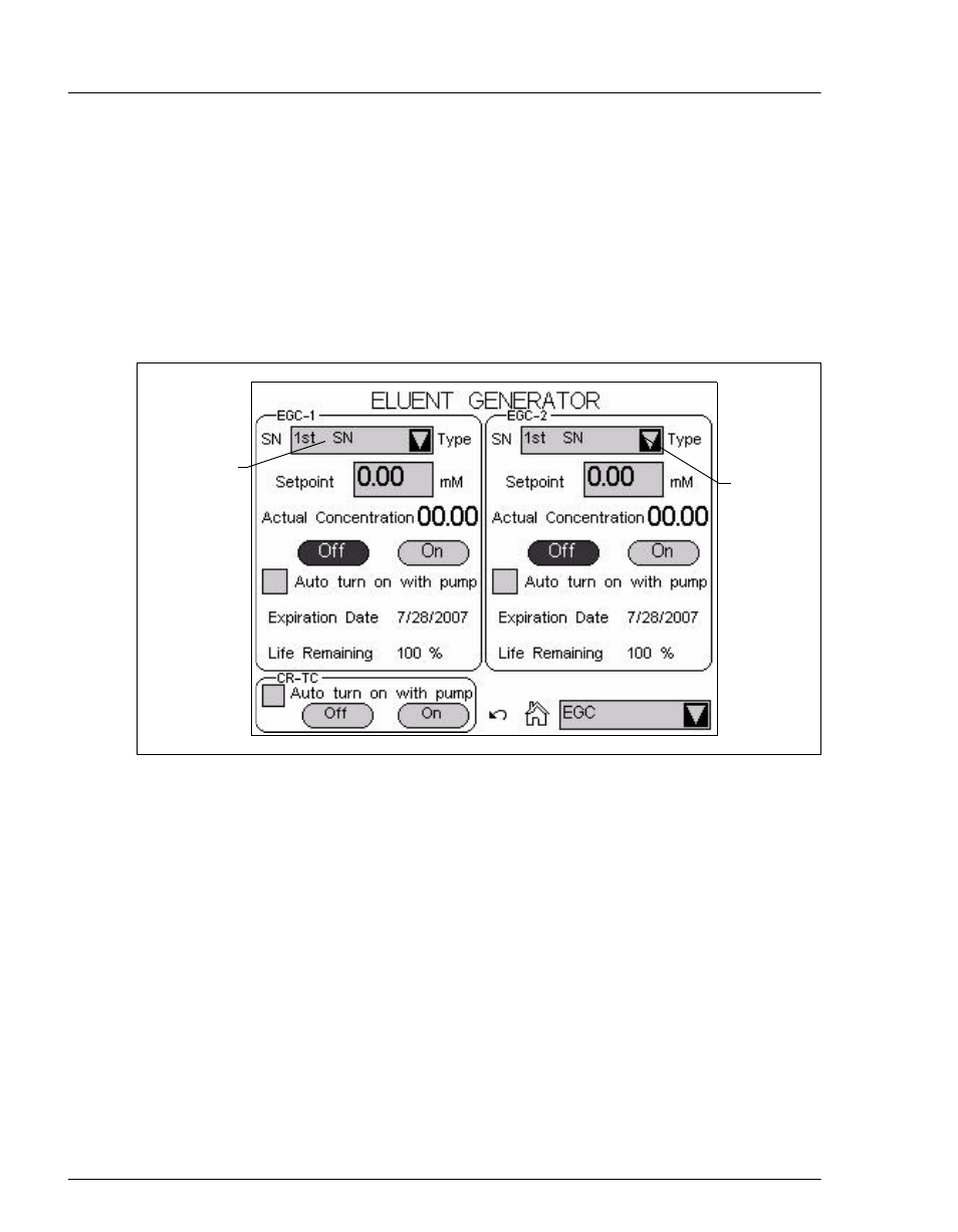 B.8.1 egc serial number, B.8.1, Egc serial number | Section b.8, Disabling these, B.8 eluent generator page | Oritron Dionex Ion Chromatography System ICS-2100 User Manual | Page 238 / 288