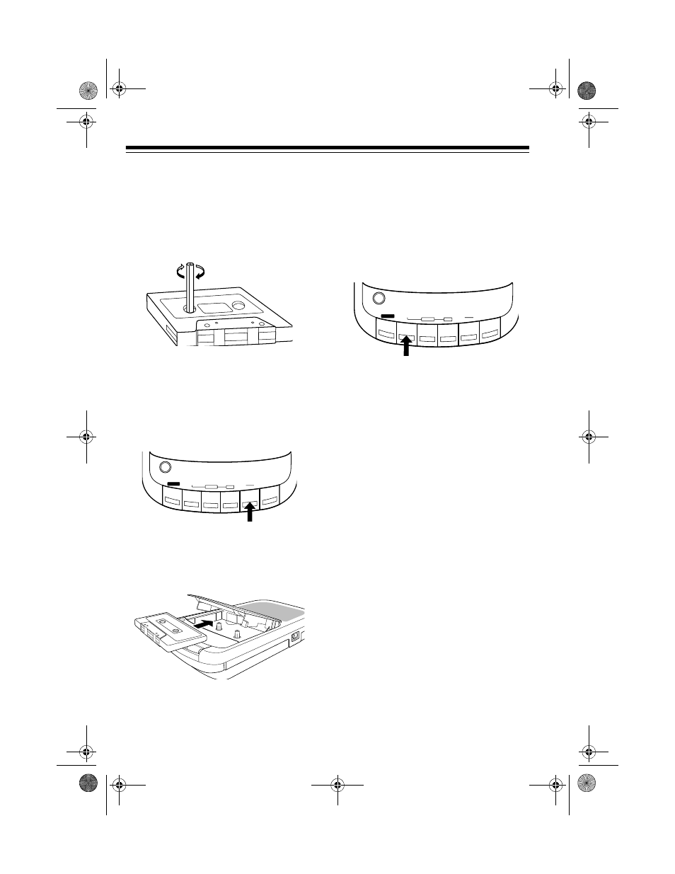 Operation, Loading a cassette tape, Playing a cassette tape | Load the cassette tape. 2. press, Again to resume playback. • if you hold down, The tape plays at its nor- mal speed | Optimus CTR-109 User Manual | Page 8 / 16