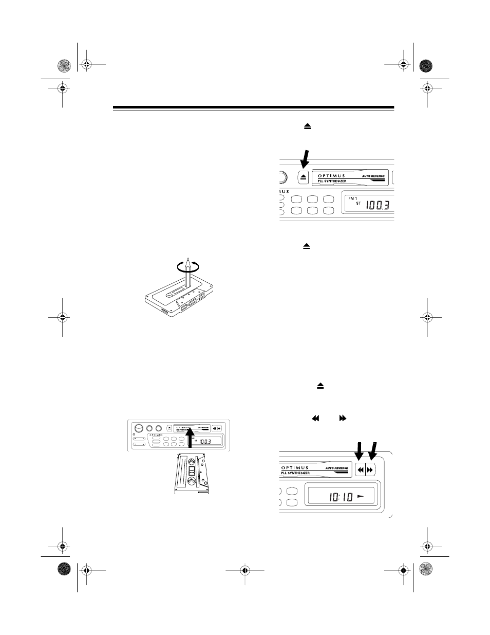 Cassette player operation, Playing a cassette | Optimus 12-2114 User Manual | Page 19 / 25