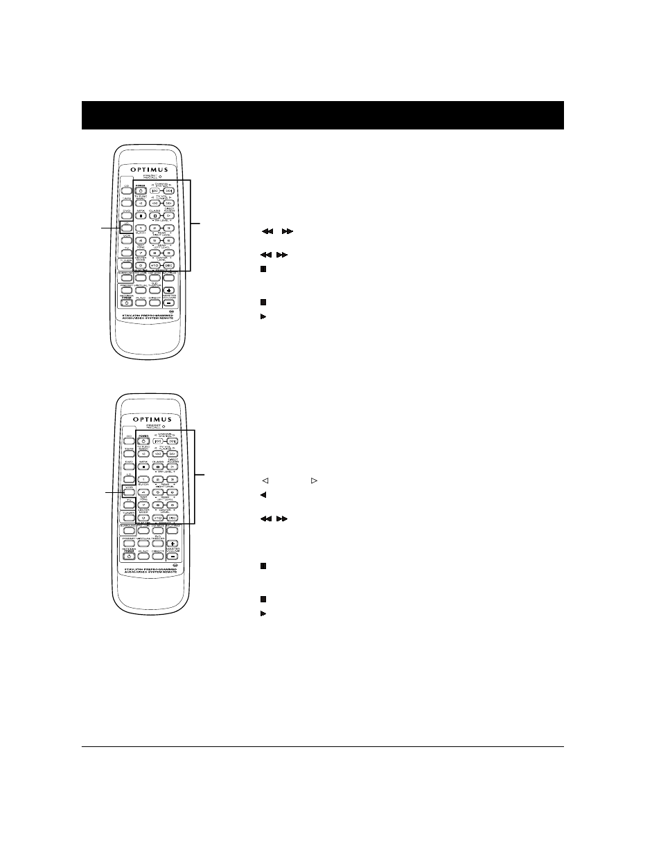 Using the remote control, Ld player operation, Vcr operation | Optimus STAV-3780 User Manual | Page 32 / 40