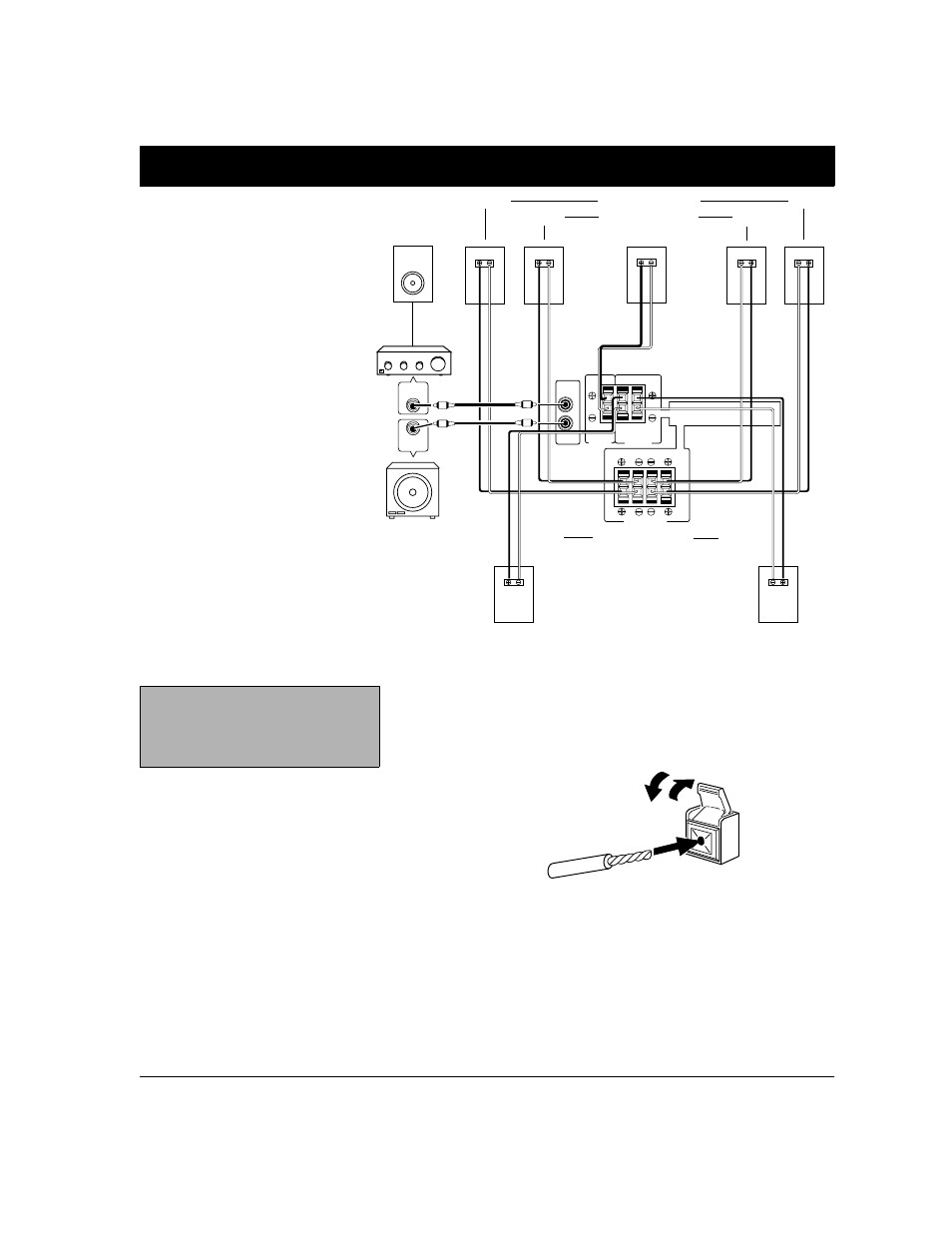 Preparing your receiver, Connecting the front speakers, Terminals. 1. press open the receiver’s | Left terminals | Optimus STAV-3780 User Manual | Page 7 / 40