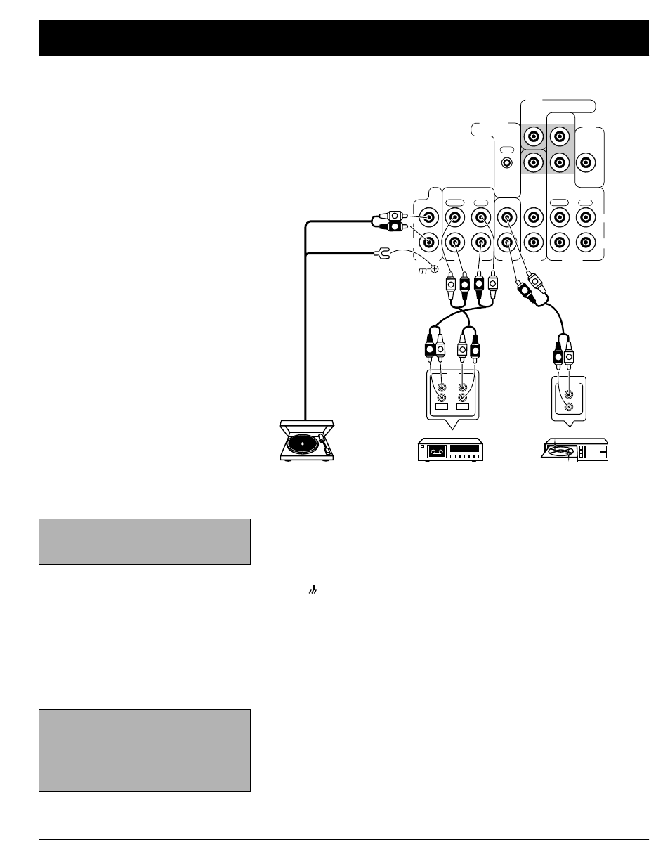 Preparing your receiver, Connecting program sources, Connecting a turntable | Connecting a cd player, Connecting cassette decks, Left) and, Right), Terminal, Jacks, You can connect cassette decks to the | Optimus 31-3042 User Manual | Page 17 / 64