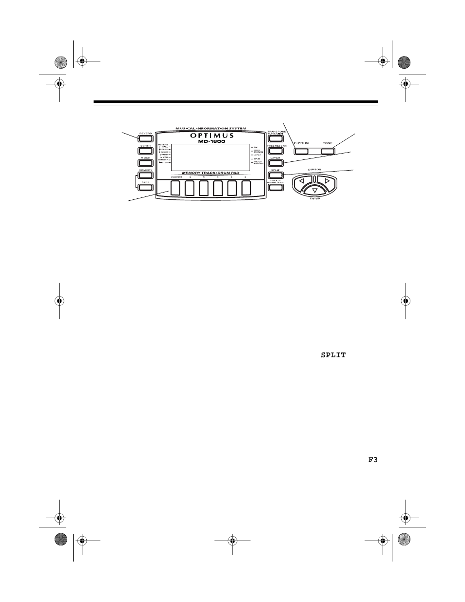 Using the drum pads, Using reverb, Using split | Optimus MD-1600 User Manual | Page 13 / 60