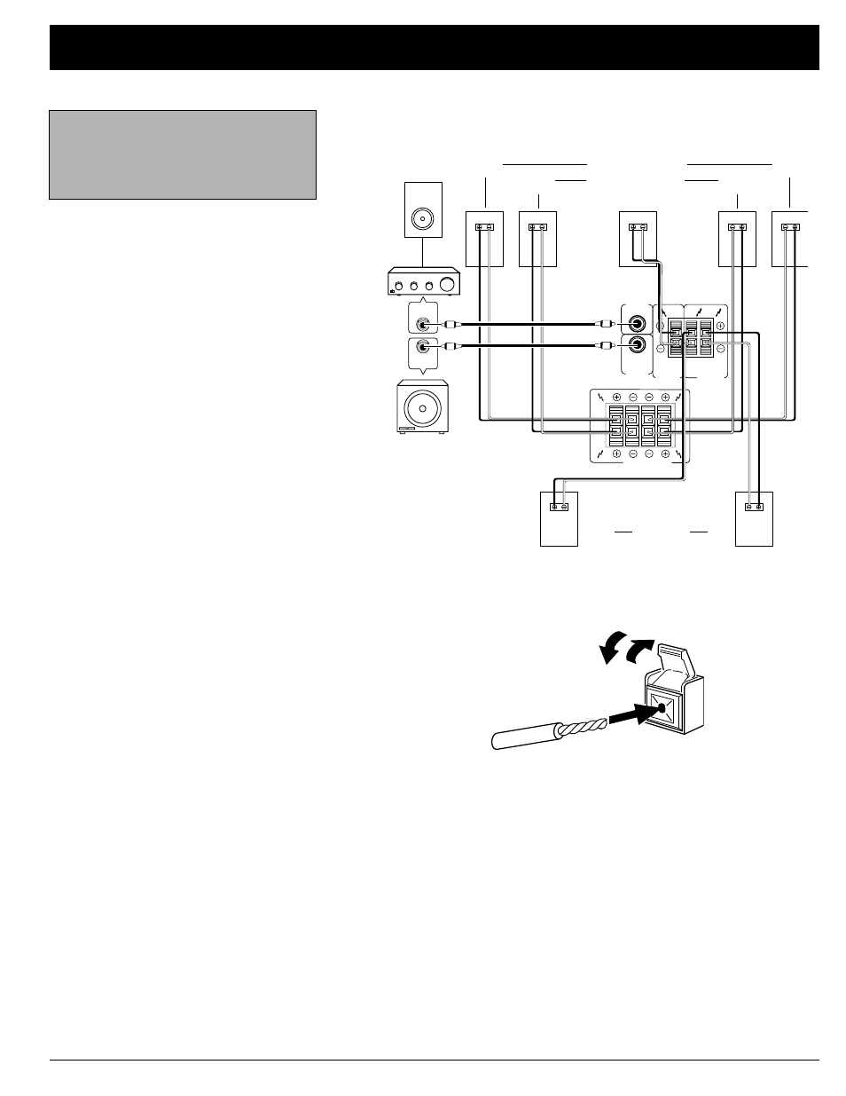 Preparing your receiver, Connecting the a and b speakers, Terminals. 1. lift the receiver’s | Optimus STAV-3680 User Manual | Page 7 / 32