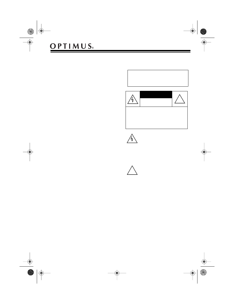 Optimus CR-319 User Manual | 8 pages