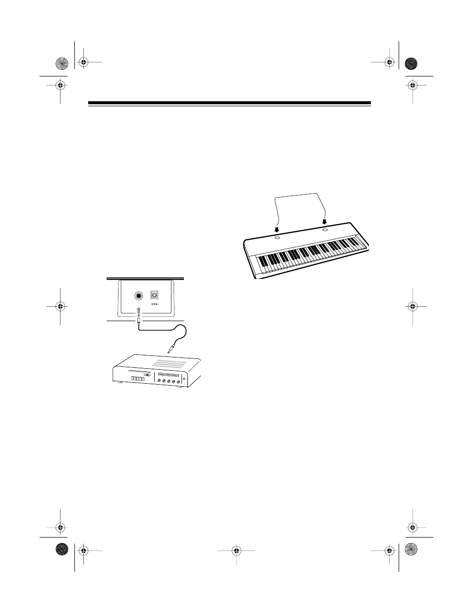 Connecting an external amplifier, Using the sheet music stand | Optimus CONCERTMATE 970 User Manual | Page 8 / 32