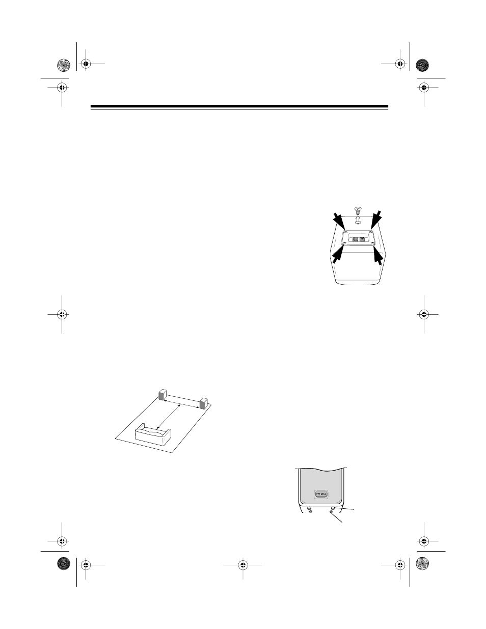 Speaker placement, Attaching the rubber feet | Optimus PRO LX5 II User Manual | Page 2 / 8