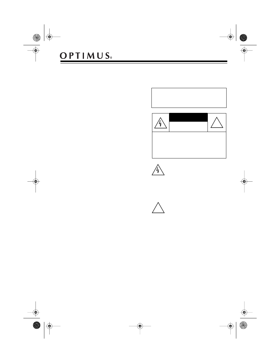 Optimus CR-317 User Manual | 8 pages