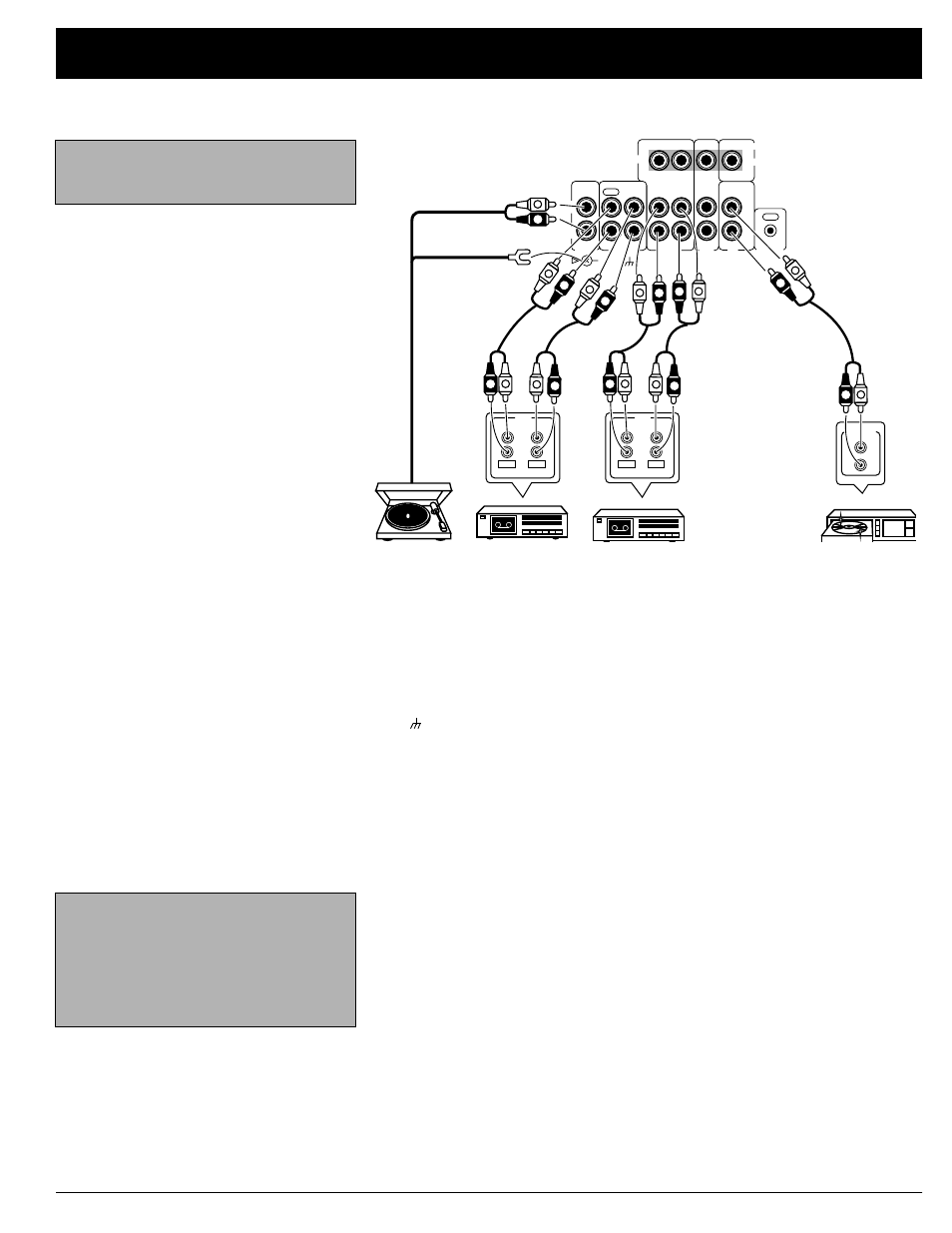 Preparing your receiver, Connecting program sources, Connecting a turntable | Connecting a cd player, Connecting cassette decks, Left) and, Right), Terminal, Jacks, You can connect cassette decks to the | Optimus STAV-3670 User Manual | Page 9 / 32