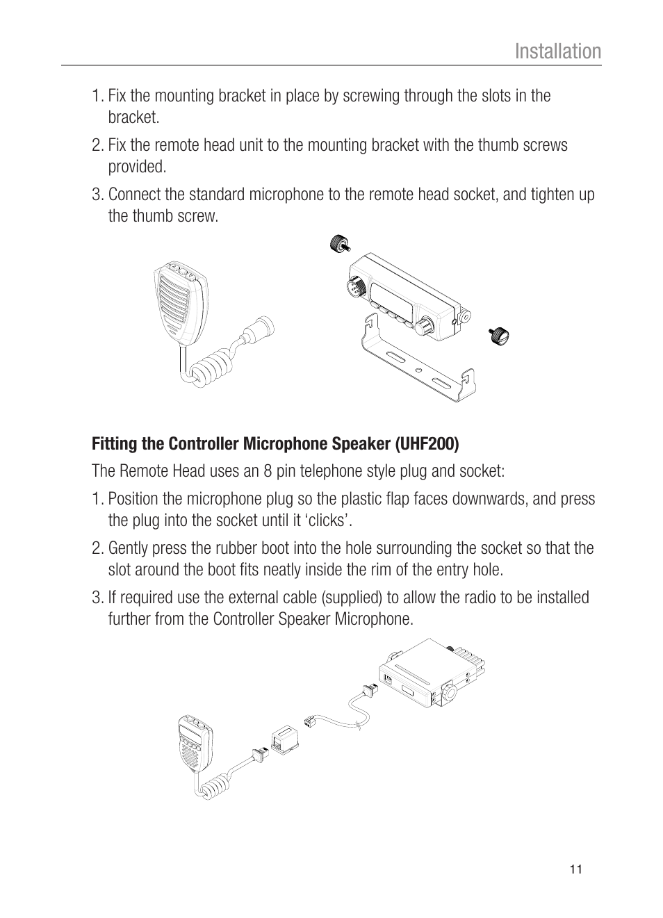 Installation | Oricom UHF200 User Manual | Page 11 / 36