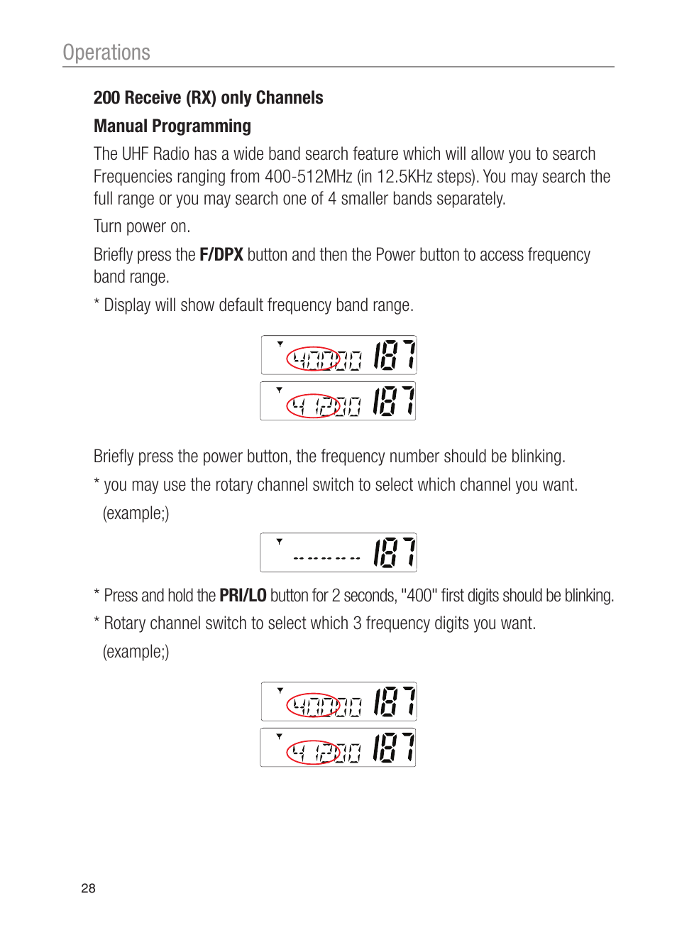 Operations | Oricom UHF200 User Manual | Page 28 / 36