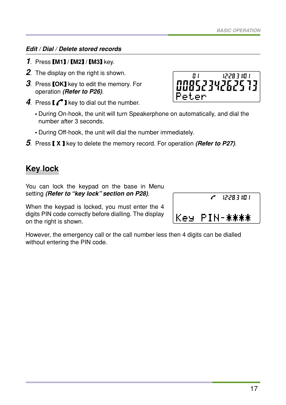 Key lock | Oricom M5500 Series User Manual | Page 19 / 52