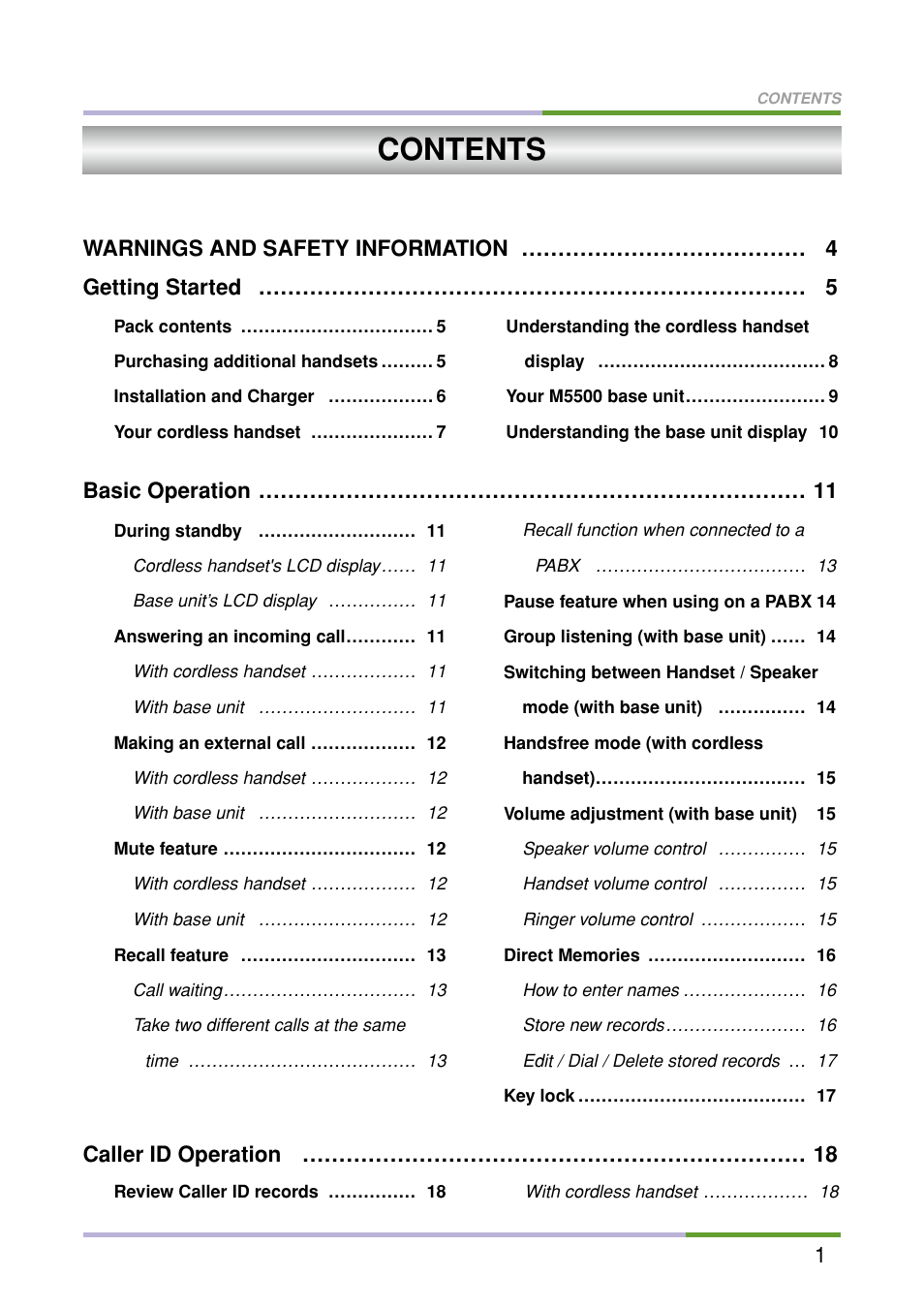 Oricom M5500 Series User Manual | Page 3 / 52