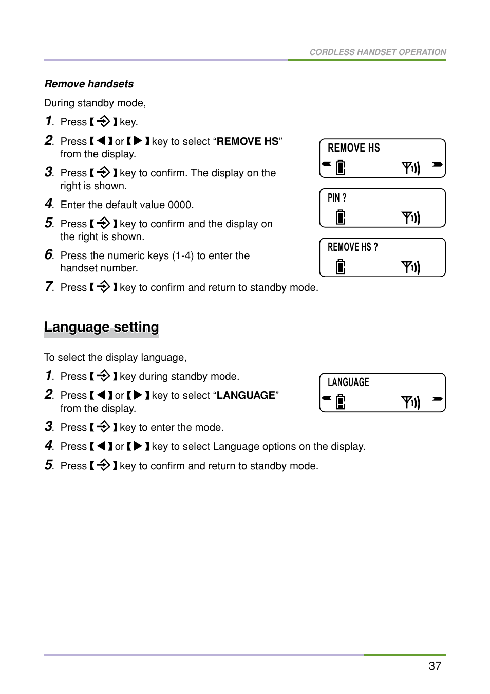 Language setting | Oricom M5500 Series User Manual | Page 39 / 52