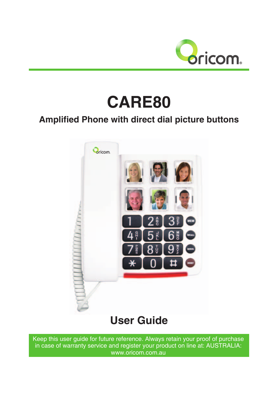 Oricom CARE80 User Manual | 18 pages