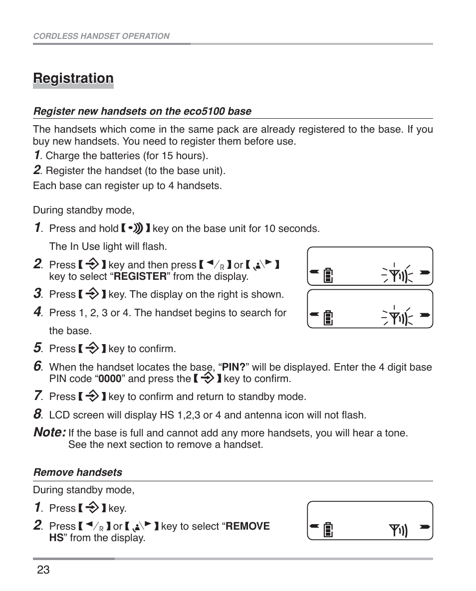 Registration | Oricom ECO5100 User Manual | Page 26 / 44
