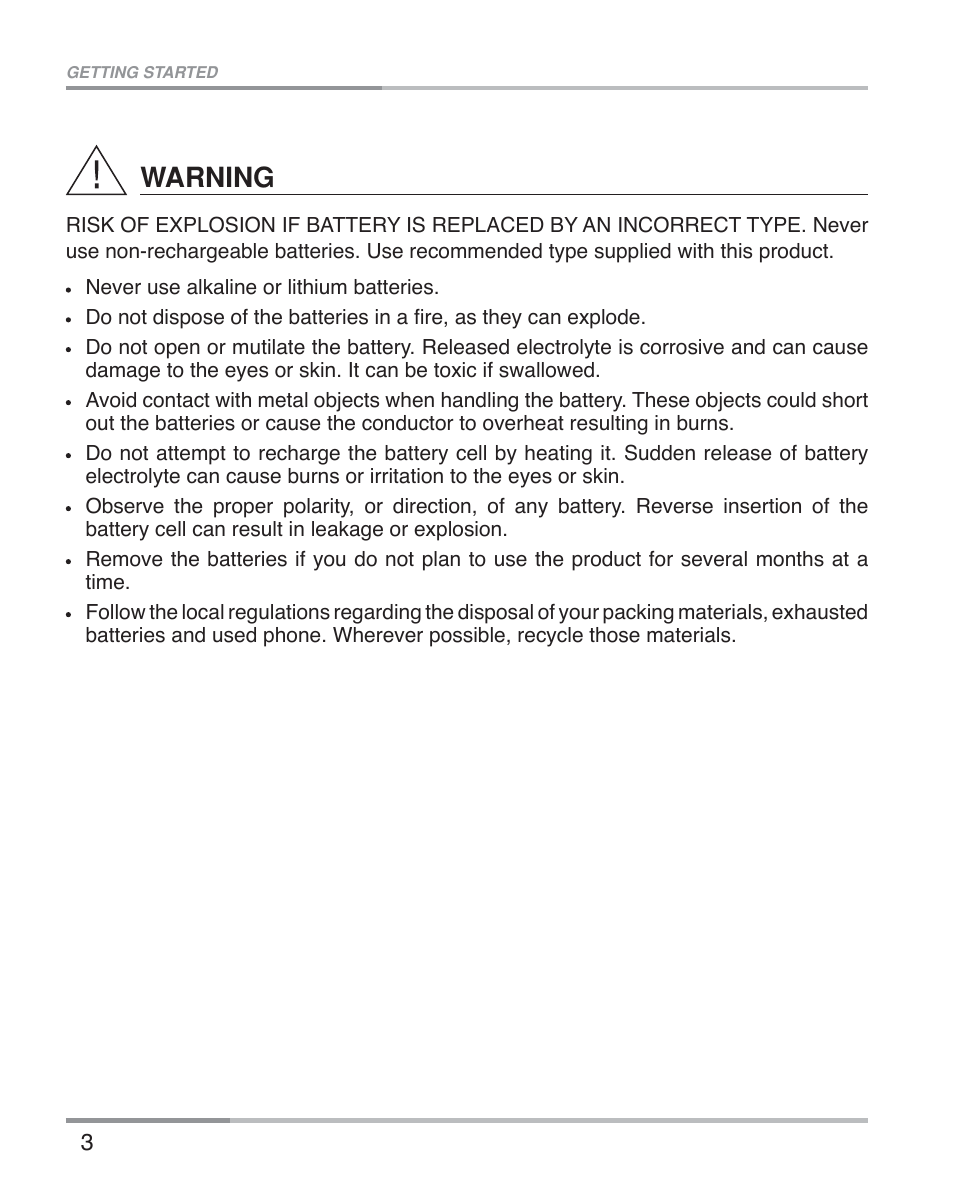 Warning | Oricom ECO5100 User Manual | Page 6 / 44