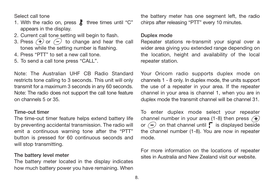 Oricom PMR888 User Manual | Page 9 / 15