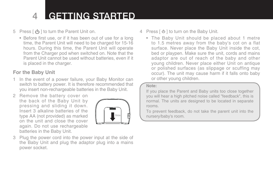 Getting started | Oricom Secure 100 User Manual | Page 6 / 16